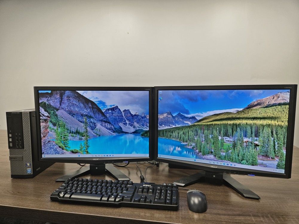 Dual Monitor Dell Core i7 16GB Ram 240GB SSD Windows 11 Computer Desktop Wi-Fi
