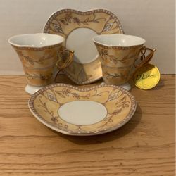 Vintage D’Lusso Porcelain tea cups Set. For Deco only not food use B1