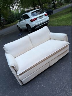 Hadden 66 in. Beige + White Velvet Upholstery Queen Size 3 in 1 Convertible Sofa Bed with Side Stora