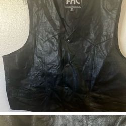Men’s FMC Black Leather Vest 54