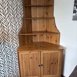 Pine Wood Corner Cabinet Shelf