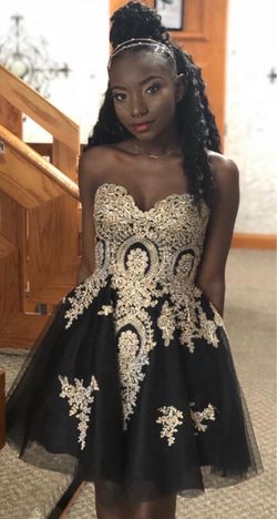 Black and gold homecoming dress