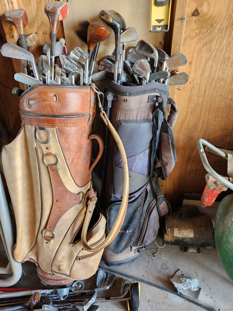 Golf Clubs And Bags. 