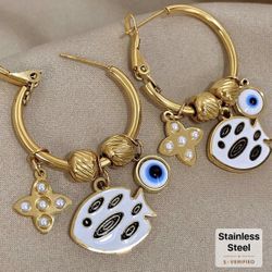 Beautiful Evil Eye 🧿 Charms Hoop Earrings 