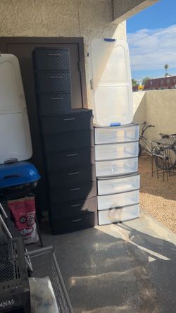 Plastic Storage Drawer Units Set of 7
