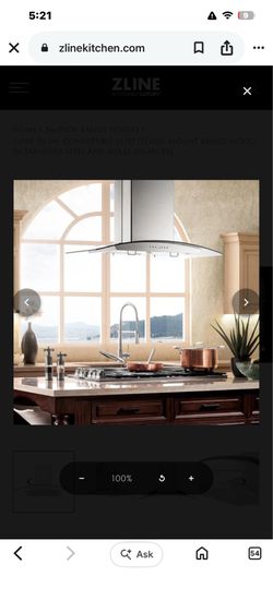 NEW! ZLINE 36 in. Convertible Vent Island Mount Range Hood in Stainless Steel and Glass (GL14i-36)