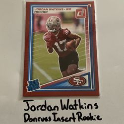 Jordan Watkins San Francisco 49ers WR Donruss Short Print Insert Rookie Card. 