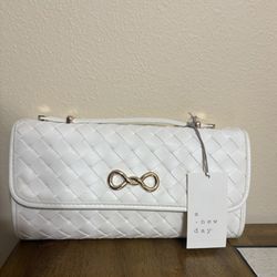  A New Day Cream Woven/Quilted Clutch W/Metal Embellishment & Magnetic Closure