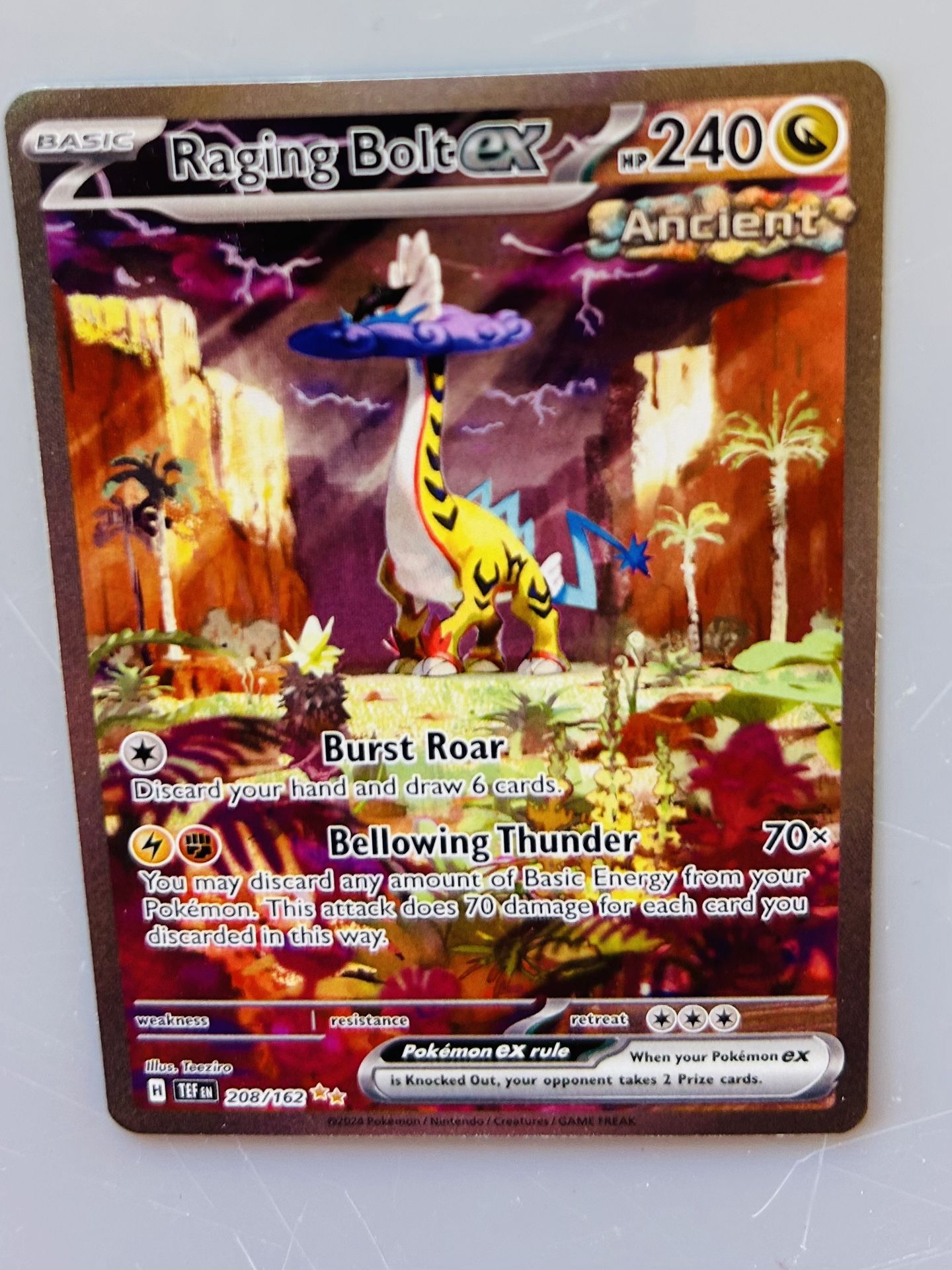 Pokémon TCG Temporal Forces Raging Bolt EX 208/162 Full Art Ultra Rare