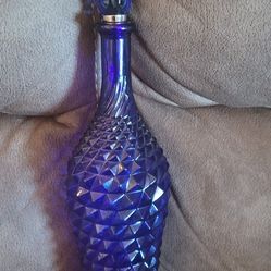 Cobalt Blue Empoli Pineapple Bottle W/stopper 19"