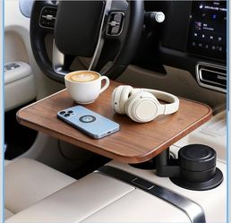 Car Desk for Laptop, 360° Rotation Cup Holder Table, Car Table & Car Food T