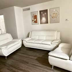 New White Sofa Set - 3 Pieces