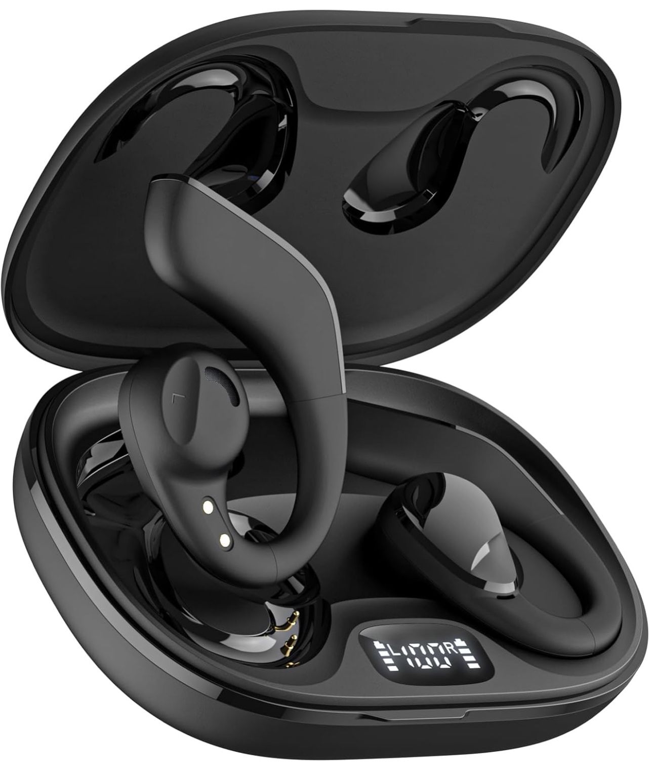 Open Ear Headphones Wireless Bluetooth 5.3, Open Ear Earbuds with Dual 16.2mm Dynamic Drivers 60 Hours Playtime Waterproof Sport Running Earbuds with