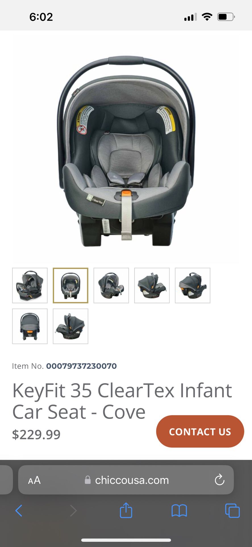 Chicco KeyFit 35 ClearTex Infant Car Seat - Cove- Brand New