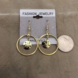 Gold Plated Starfish Dangle Earrings 