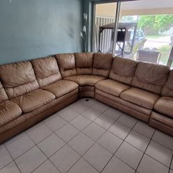 Natuzzi Full Leather Sofa Sectional 