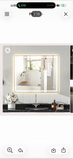 48"x40" LED Bathroom Mirror with Frameless and Gold or Black Frame $150
