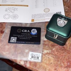 Moissiante stones Vvs 4ct silver big Ring (PASSES DIAMOND TESTER)(ON SALE)