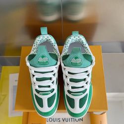 Men's shoes are green sneakers