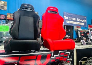 New: NRG Racing Reclinable  Racing Seats  Type-R Style) Pair of Black or Red  UNIVERSAL-FIT.  (We Finance)