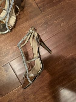 Silver Diamond Studded heels 10
