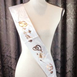 Bride To Be White & Rose Gold Diamond Party Sash $12