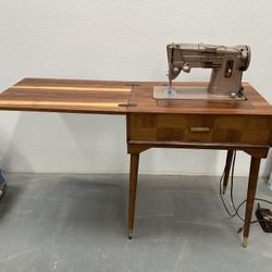 **WORKING**MCM Singer Sewing Machine/Side Table