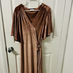 Velvet Wrap Dress Blush Pink Sizes S-M-L