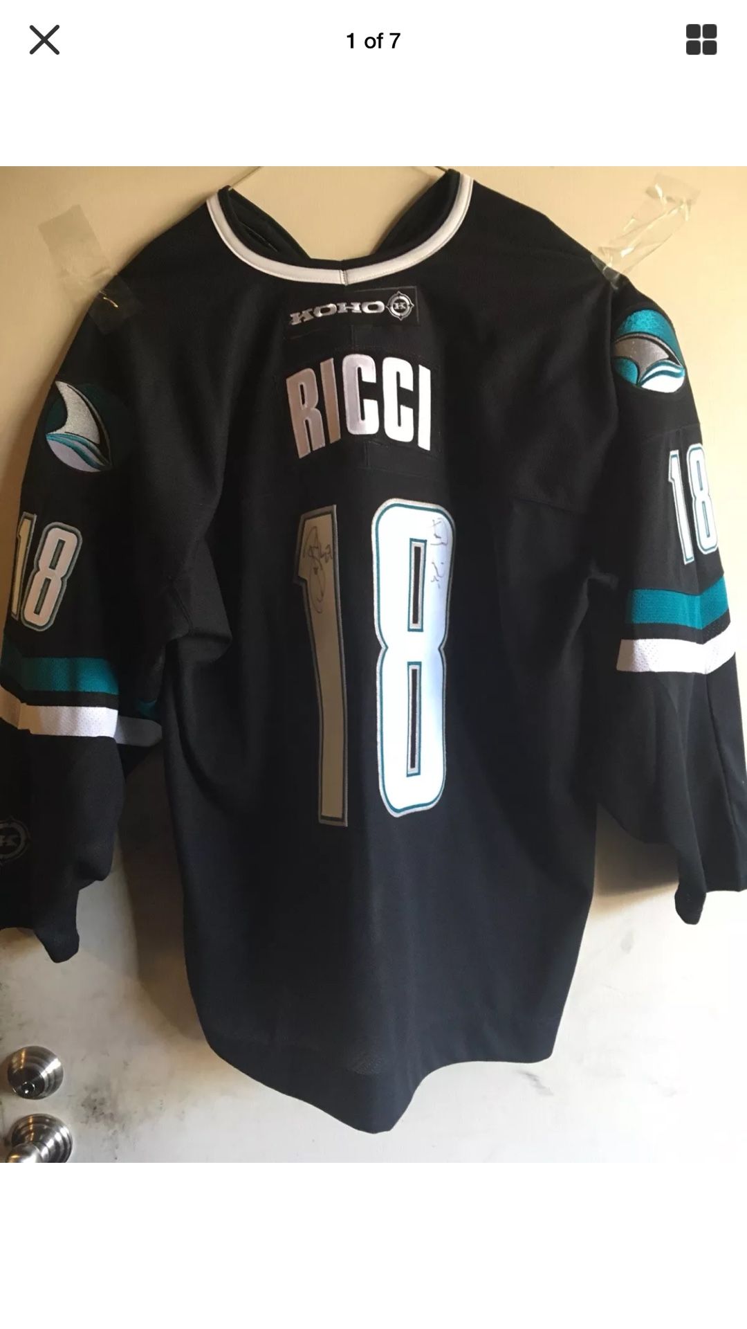 Mike Ricci San Jose Sharks Jersey, black Koho fully stitched - Autographs XXL Killer