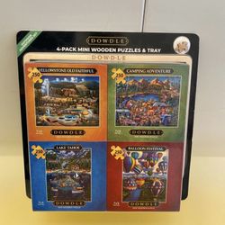 Dowdle Outdoor Adventure 4 Pk Mini Puzzles 250 Pcs Yellowstone Camping Tahoe New