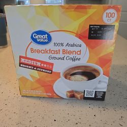 New Unopened Great Value Arabica 100ct