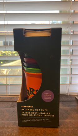 Starbucks reusable hot cups glow in dark lids