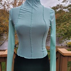 Buckle Mesh Mid Turtleneck Shirt