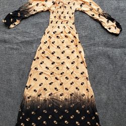 Dress Peach And Black Pattern