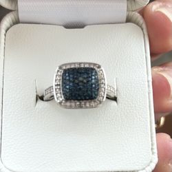 Genuine Blue Diamond Dinner Ring