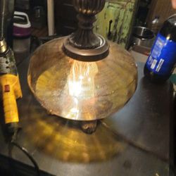 Hollywood Regency Lamp - Amber Glass