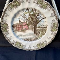 Johnson Brothers 'Autumn Mist' dinner plate from the 'Friendly Village' series.