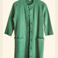COS Size S Long Cardigan Green 3/4 Sleeves, Cotton Blend , Machine Wash Excellent