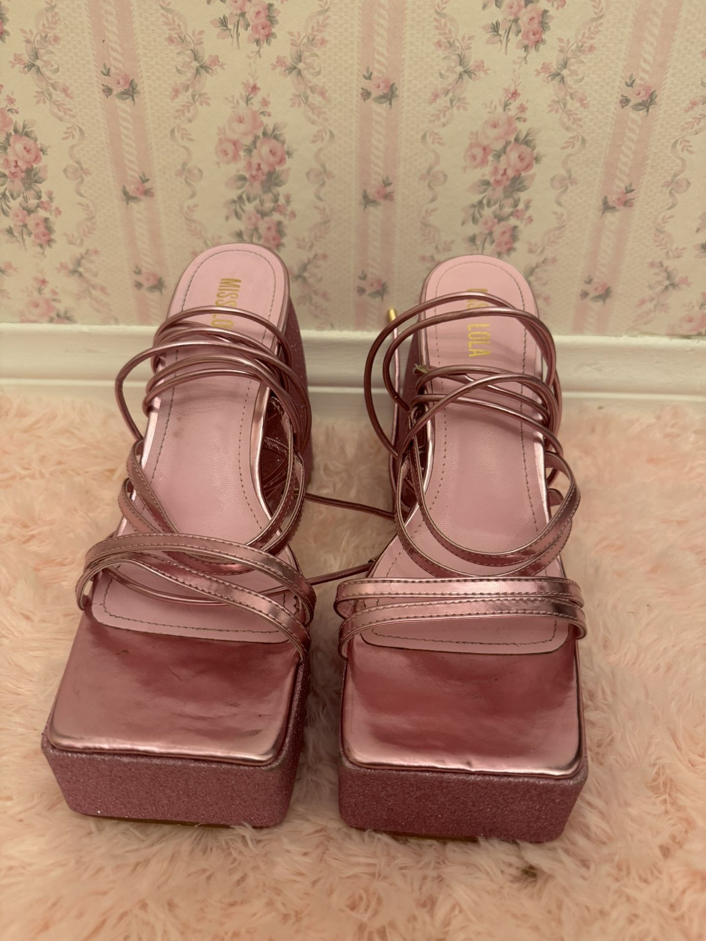 Miss Lola Pink Chunky Heels