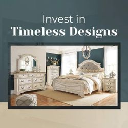 REALYN CHIPPED WHITE UPHOLSTERED PANEL BEDROOM SET