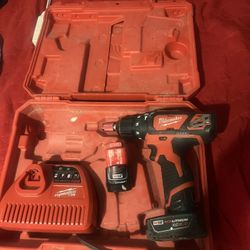 M12 Hammer Drill In Box With Charger An 2 Batteries 