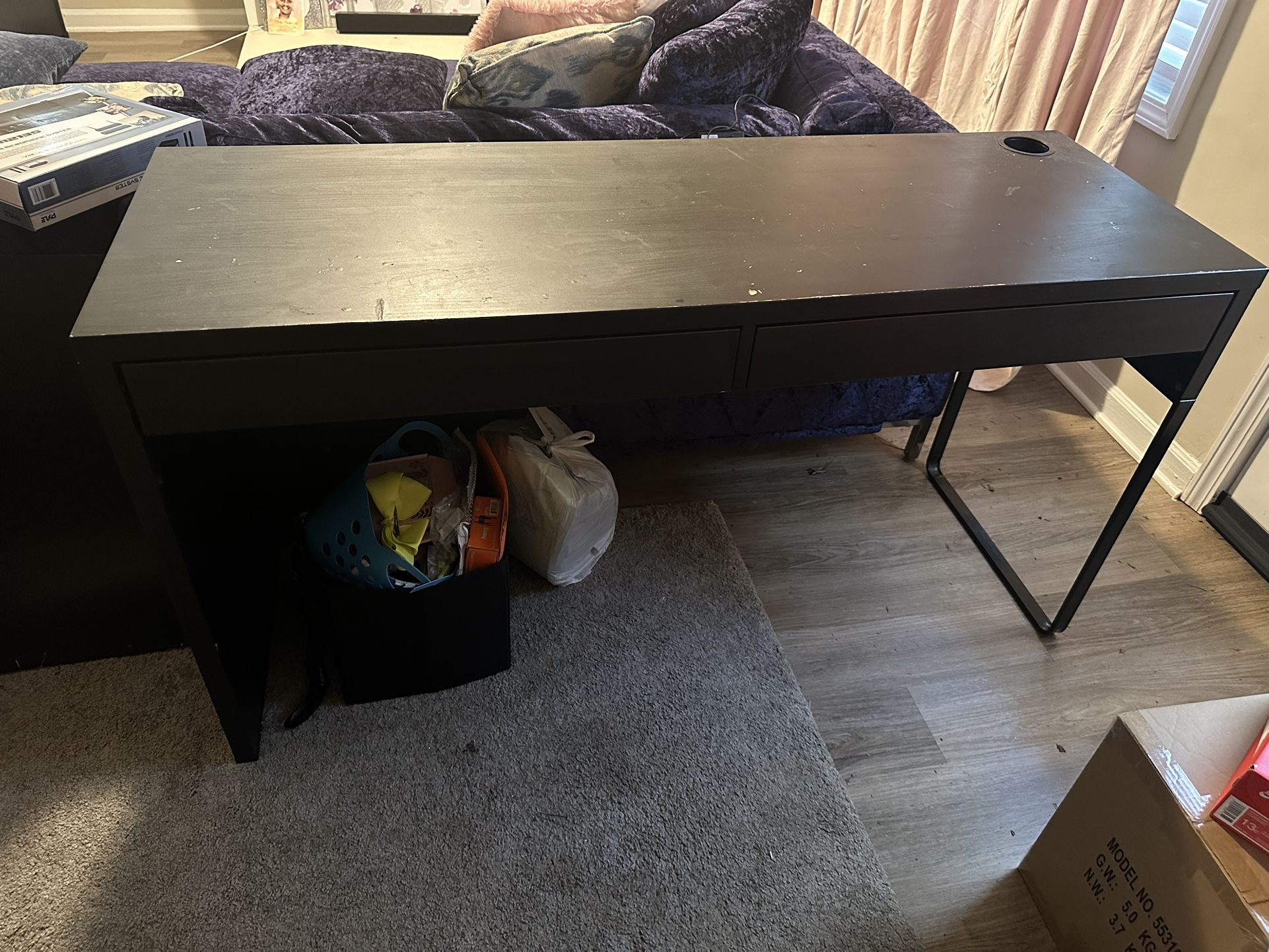 2 MICKE Desk, black-brown Computer Desk 