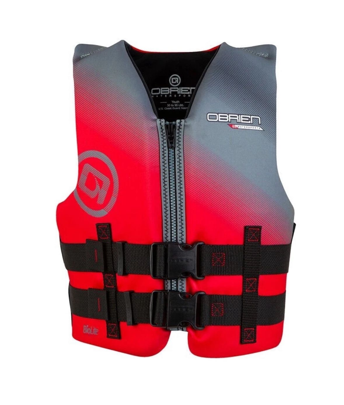 O'Brien BioLite Red Neoprene Life Vest SIZE YOUTH 50-90lbs 25-29" Water Sports