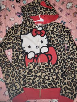 Sanrio Hello Kitty Cheetah Leopard print bow hooded hoodie y2k