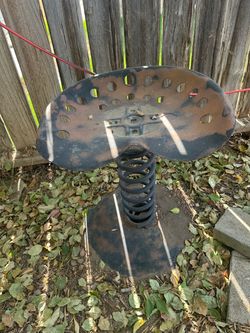 Vintage Metal Tractor Seat on Spring Base – Rustic Farm Decor