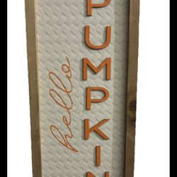 Hello pumpkin fall Autumn hanging sign decoration thanksgiving