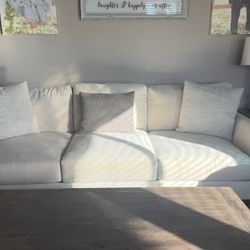 Linen sofa couch and oversized chair, only 3 months old, like new