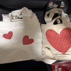 8x8inch valentines tote bags