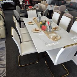 Real Marble Dining Table Set 