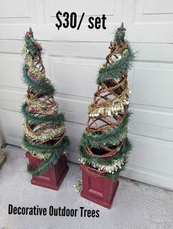 Outside Porch Topiery Trees